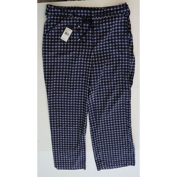 Adrianna Papell 11CP35010 Women's Sz L Indigo TL Print Casual Pants - Picture 1 of 13